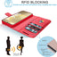 [Leather Wallet Case] Genuine Leather [RFID Blocking] Magnetic Flip Case with Card & Slots and Stand For Samsung Galaxy S24 5G