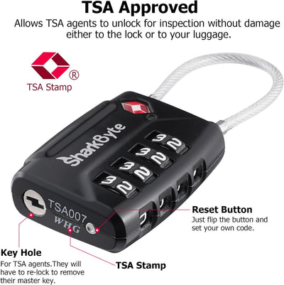 TSA Suitcase Locks 4-Dial Security Travel Combination Padlock