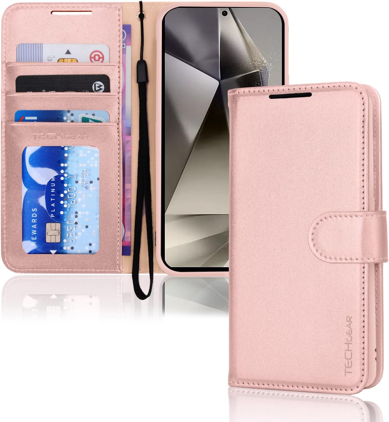 [Wallet Case] Protective Cover with Cash & Card Holder, Stand and Wrist Strap For Samsung Galaxy S24 Ultra