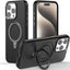 Premium Liquid Silicone Shockproof Anti-Scratch Magnetic Kickstand Case, Soft Microfibre Lining, Compatible with MagSafe Case for iPhone 15 Pro 6.1"