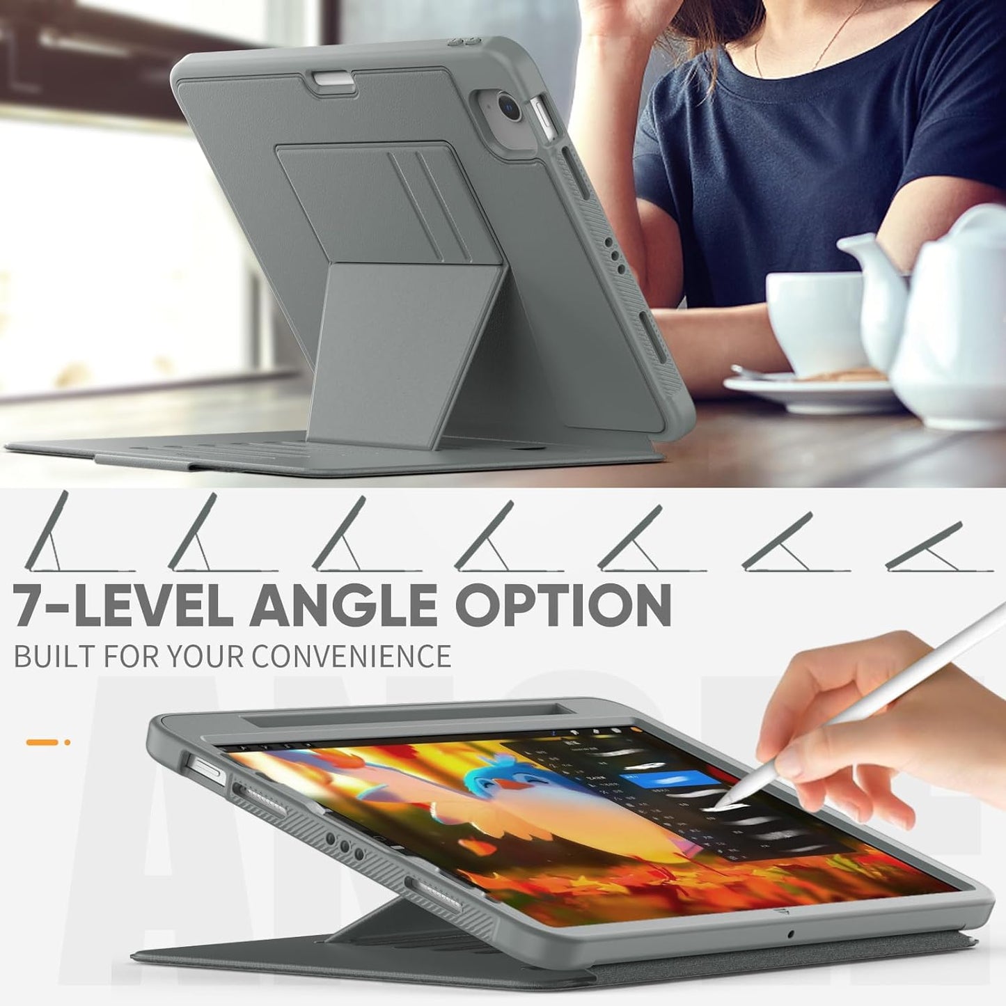 [Enduro Case] Tough Strong Magnetic & Flip Case [Auto Sleep/Wake] Cover with Multi-Angle Stand & Card Slot For Apple iPad Air 10.9", iPad Pro 11"