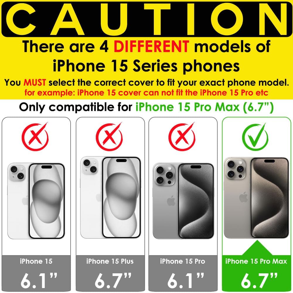 iPhone 15 Pro Max Tough MagSafe Case [Magnetic Fusion] Premium Tough Rugged Protective Case Slim Heavy Duty Protection with Clear Back