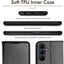 [Leather Wallet Case] Protective Cover with Cash & Card Holder, Stand and Wrist Strap For Samsung Galaxy A25 5G