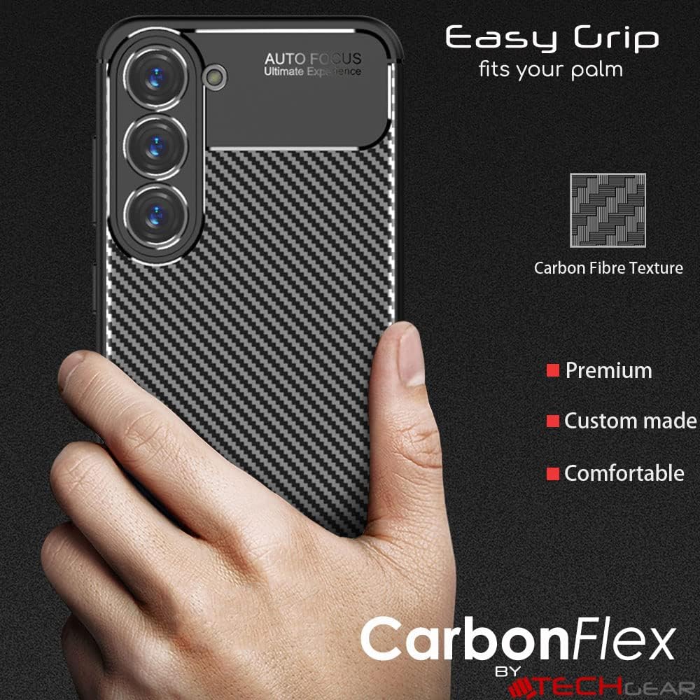 [CarbonFlex Case] Flexible, Shockproof, Ultra Slim, Soft TPU Protective Shell Cover with Carbon Fibre Detailing for Samsung Galaxy S24 Plus