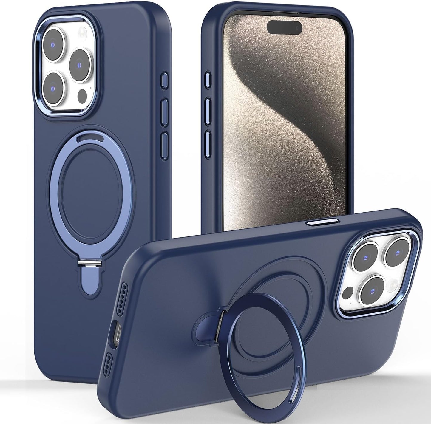 Premium Liquid Silicone Shockproof Anti-Scratch Magnetic Kickstand Case, Soft Microfibre Lining, Compatible with MagSafe Case for iPhone 15 Pro 6.1"