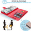 [Leather Wallet Case] Genuine Leather [RFID Blocking] Magnetic Flip Case with Card & Slots and Stand For iPhone 15 6.1"