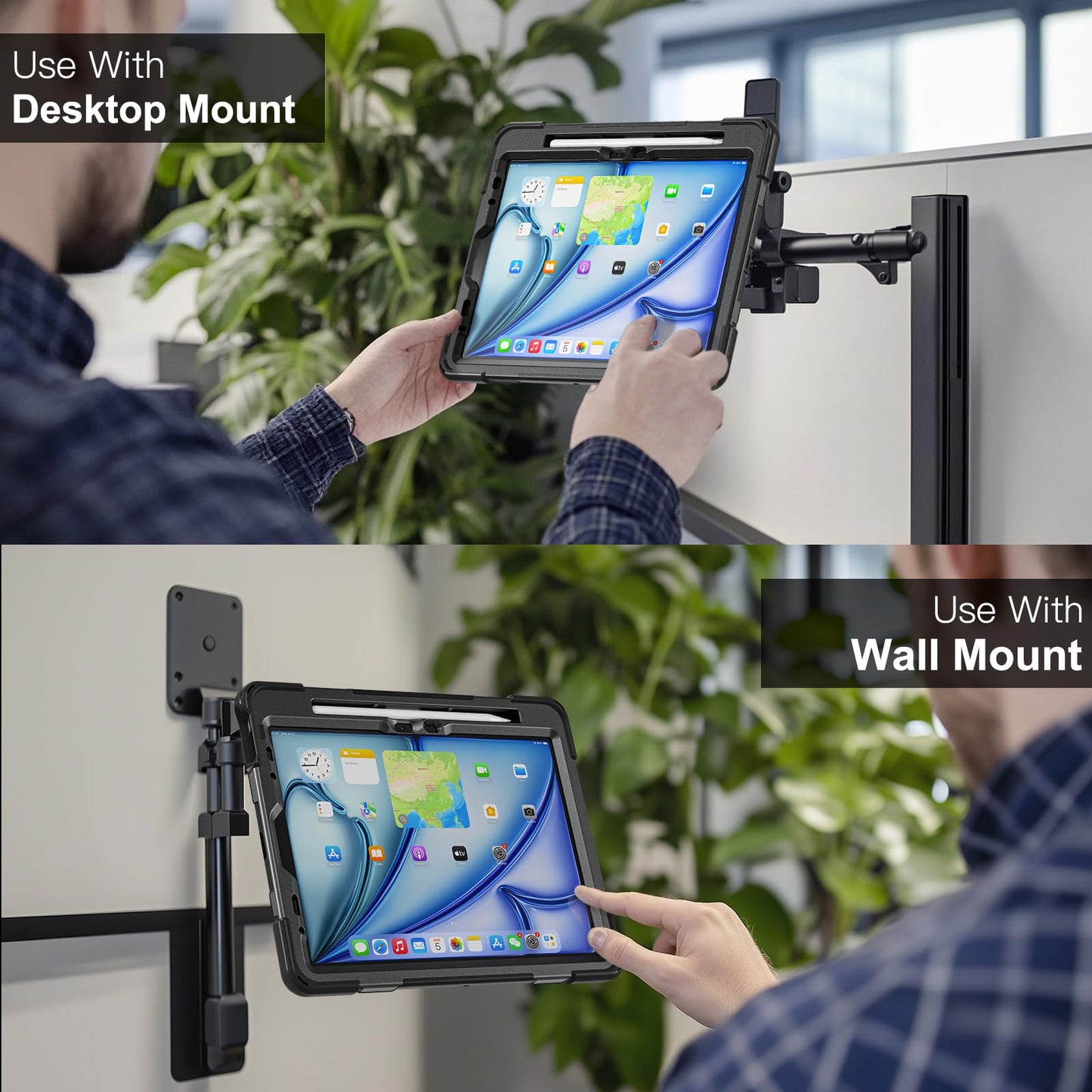 [X-Case] Shockproof Case with VESA 75x75mm Holes, 360 Rotating Stand Mount for Apple iPad Air 11" 7th & 6th, Air 10.9" 4th & 5th, iPad Pro 11" (2018-2022)