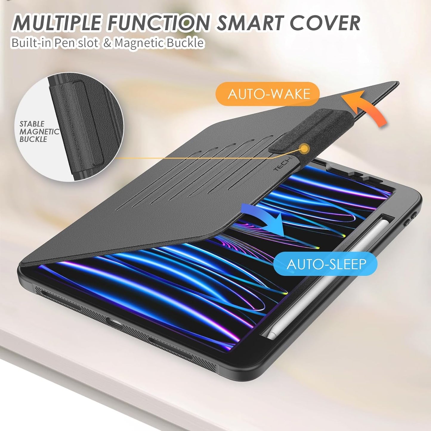 [Enduro Case] Tough Strong Magnetic & Flip Case [Auto Sleep/Wake] Cover with Multi-Angle Stand & Card Slot For Apple iPad Air 10.9", iPad Pro 11"