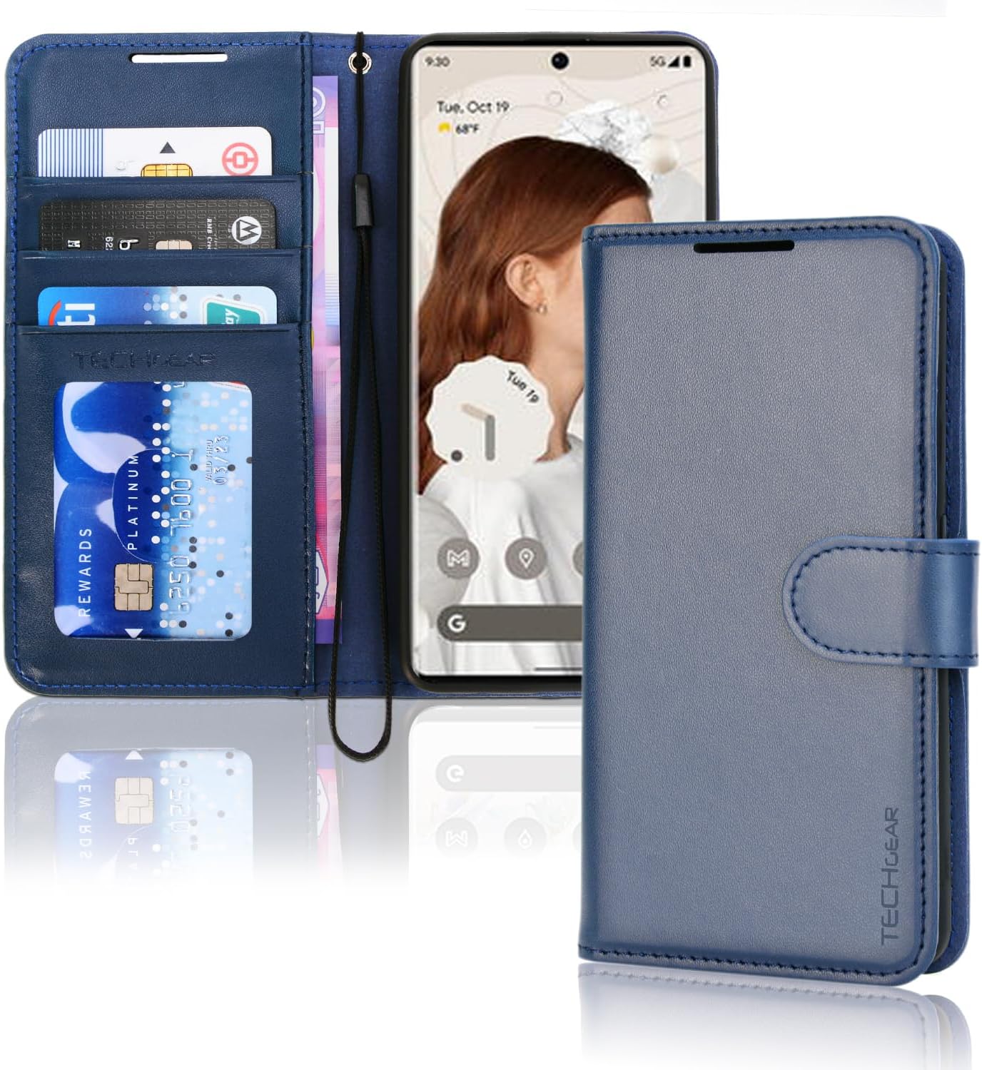 [Wallet Case] Protective Cover with Cash & Card Holder, Stand and Wrist Strap For Google Pixel 8 Pro