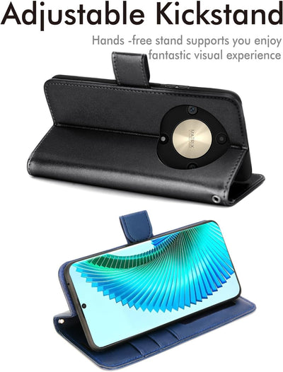 [Wallet Case] Protective Cover with Cash & Card Holder, Stand and Wrist Strap [RFID BLOCKING] For Honor Magic 6 Lite 5G