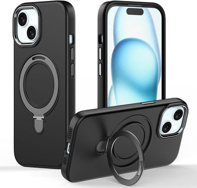 Premium Liquid Silicone Shockproof Anti-Scratch Magnetic Kickstand Case, Soft Microfibre Lining, Compatible with MagSafe Case for iPhone 15 Plus