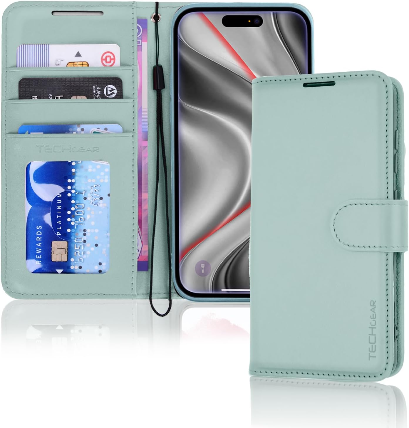 [Wallet Case] RFID Blocking, Leather Flip Cover with Card Holder, Kickstand, Wrist Strap, Magnetic Closure For Apple iPhone 17 Pro