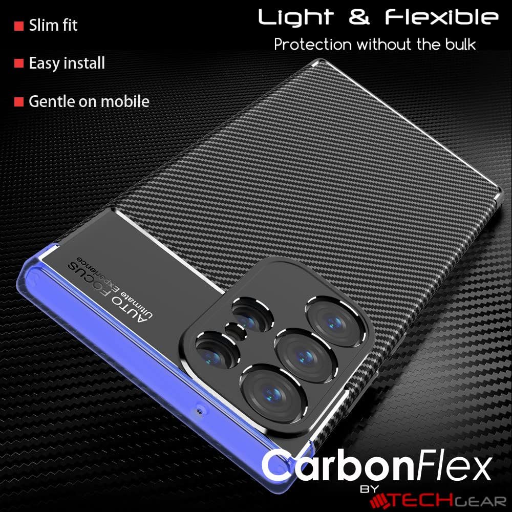 [CarbonFlex Case] Flexible, Shockproof, Ultra Slim, Soft TPU Protective Shell Cover with Carbon Fibre Detailing for Samsung Galaxy S24 Ultra