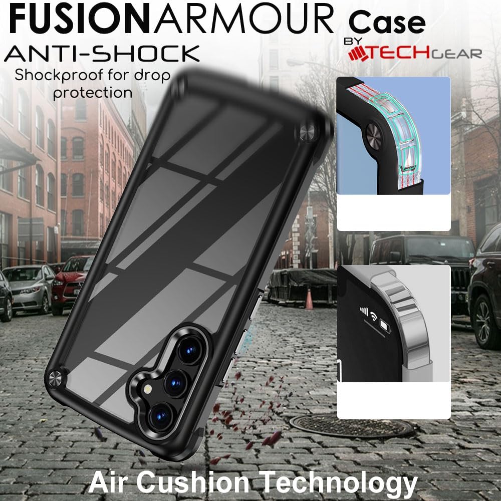 [Fusion Armour Case] Premium Hybrid Tough Heavy Duty, Clear Back, Bumper Case for Samsung A14 & A14 5G