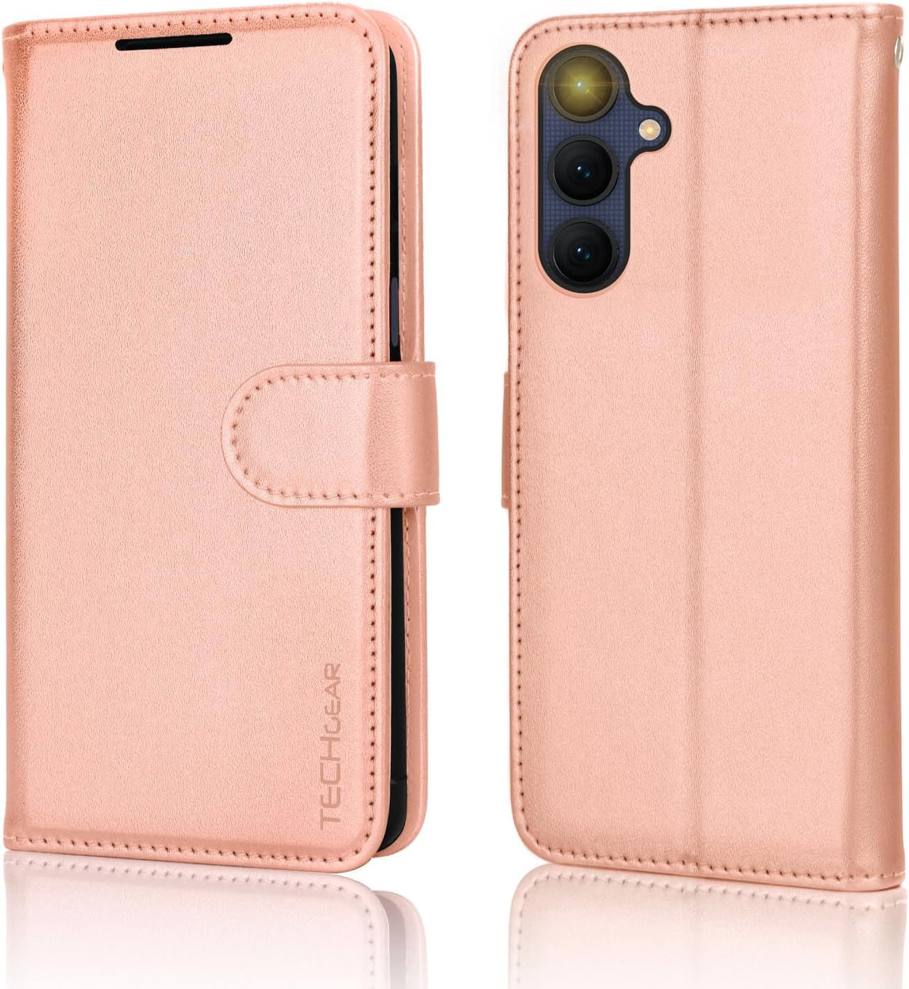 [Leather Wallet Case] Protective Cover with Cash & Card Holder, Stand and Wrist Strap For Samsung Galaxy A25 5G