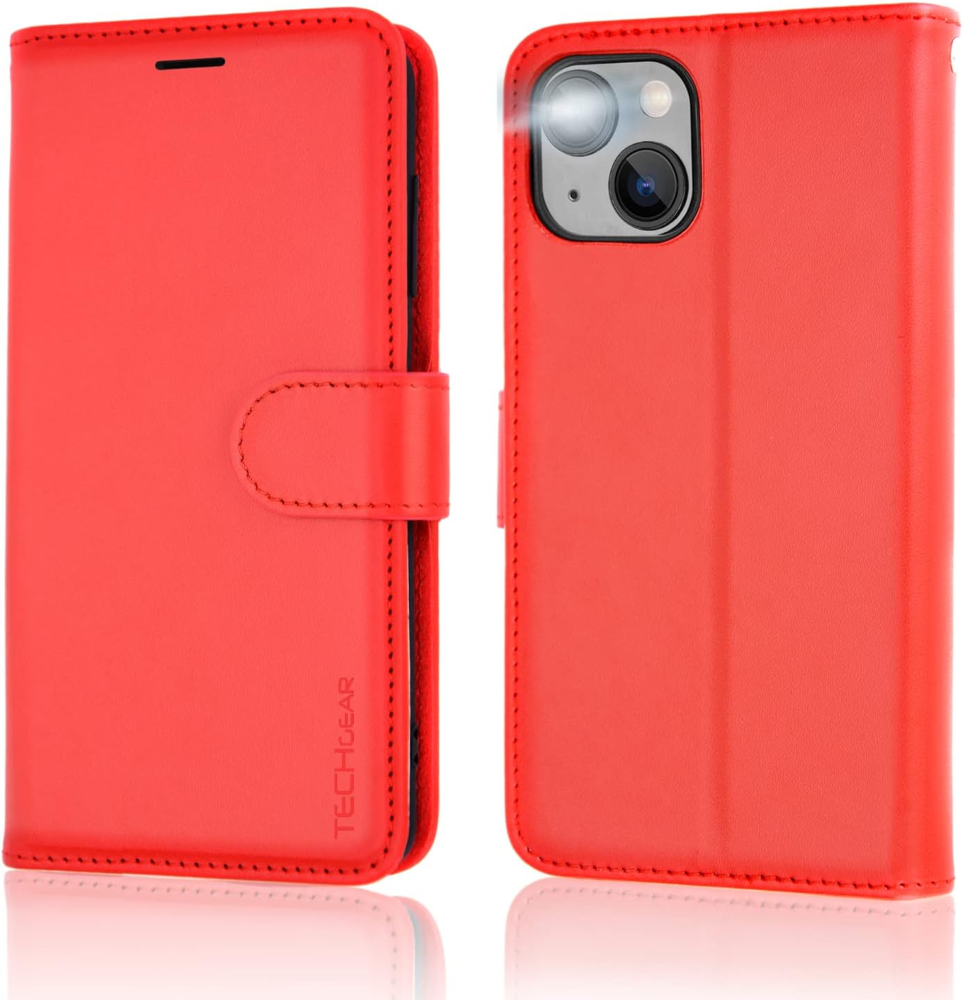 [Wallet Case] Protective Cover with Cash & Card Holder, Stand and Wrist Strap For Apple iPhone 15