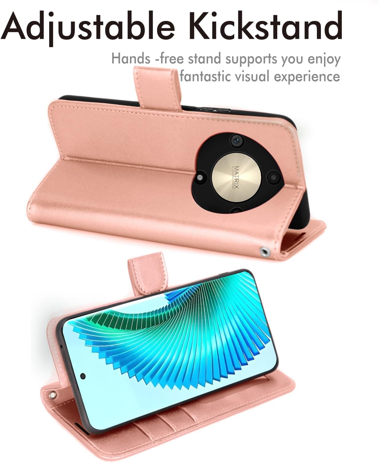 [Wallet Case] Protective Cover with Cash & Card Holder, Stand and Wrist Strap [RFID BLOCKING] For Honor Magic 6 Lite 5G