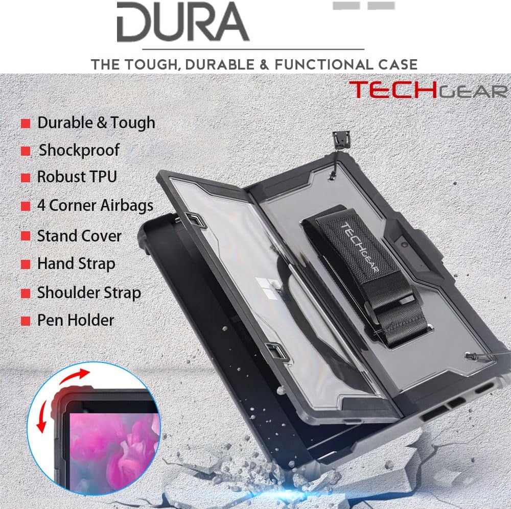 [DuraTUFF Case] Tough Rugged HEAVY DUTY Armour Shockproof Impact Case with Hand Strap, Shoulder Strap & Stand Cover for Microsoft Surface Pro 9