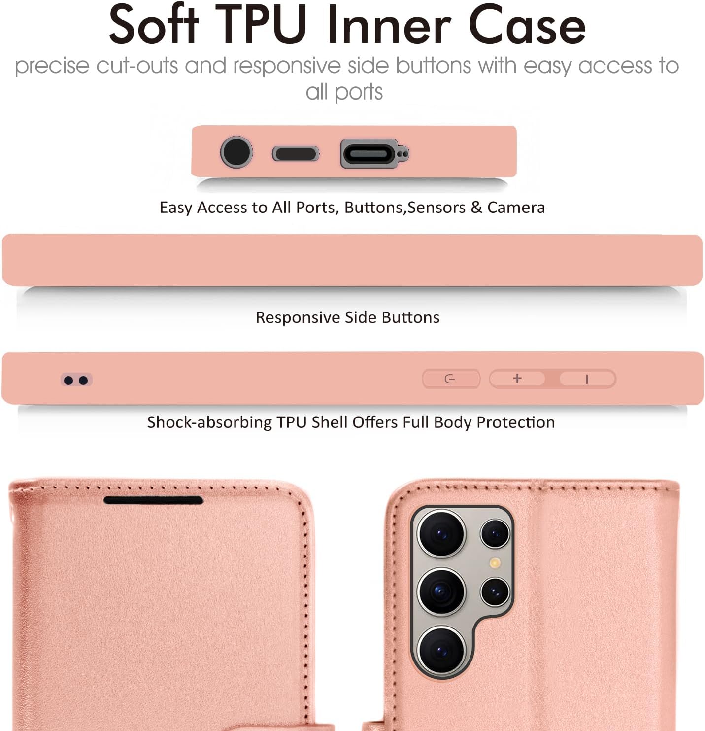 [Wallet Case] Protective Cover with Cash & Card Holder, Stand and Wrist Strap For Samsung Galaxy S24 Ultra