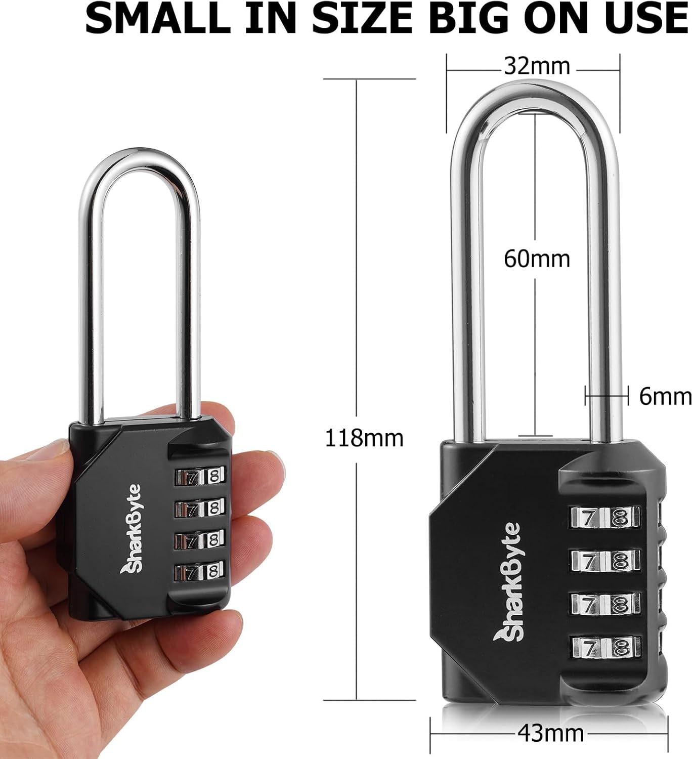 4-Dial Heavy Duty Combination Padlock [2.6" Long Shackle]