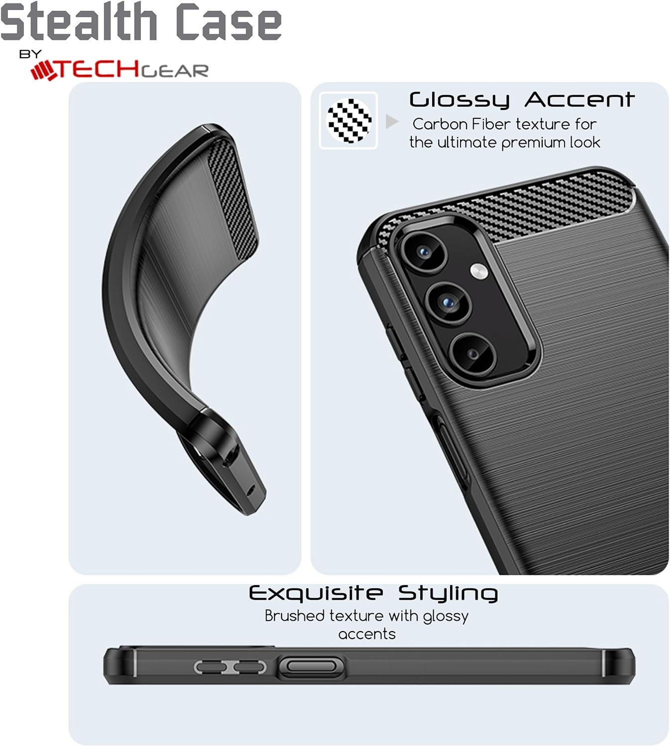 [Stealth Case] Samsung Galaxy A15 5g Soft Protective Slim Cover with Carbon Fibre Detailing