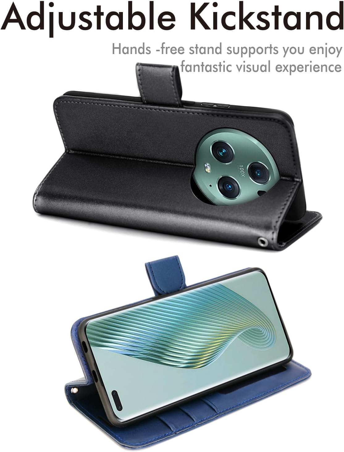 [Wallet Case] Protective Cover with Cash & Card Holder, Stand and Wrist Strap For Honor Magic 5 Pro 5G