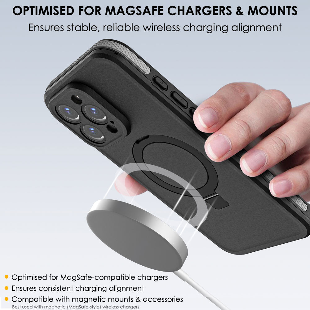 TECHGEAR Waterproof Magnetic Stand Case for iPhone 16 Pro 6.3" – IP68 Shockproof MagSafe Compatible Cover