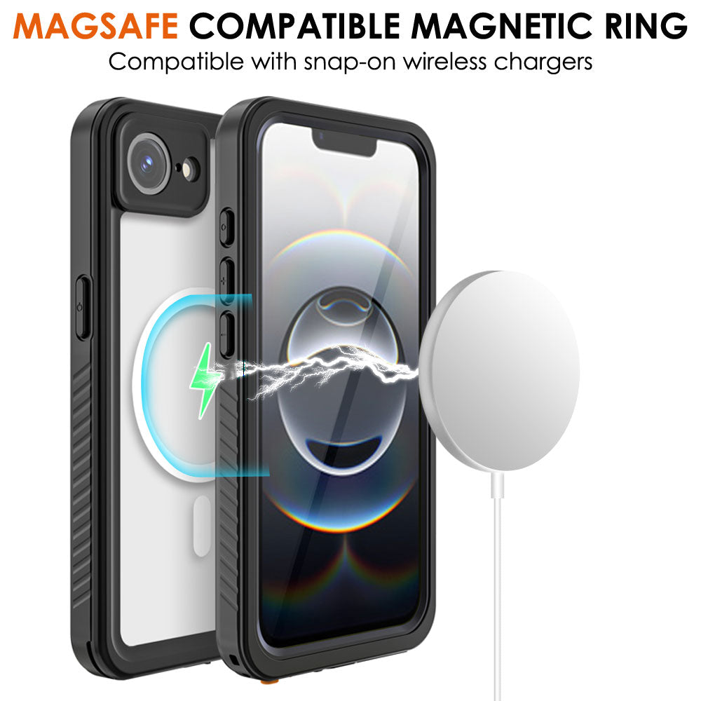 TECHGEAR Waterproof Magnetic Case for iPhone 16e 6.1" – IP68 Shockproof 360° Full Body Sealed Cover with Built-In Screen Protector