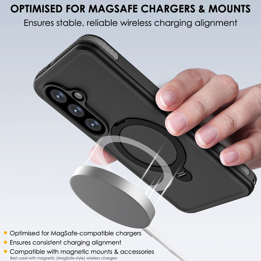 TECHGEAR Waterproof Magnetic Stand Case for Samsung Galaxy S26 – IP68 Shockproof Full Body Magnetic Charging Compatible Cover