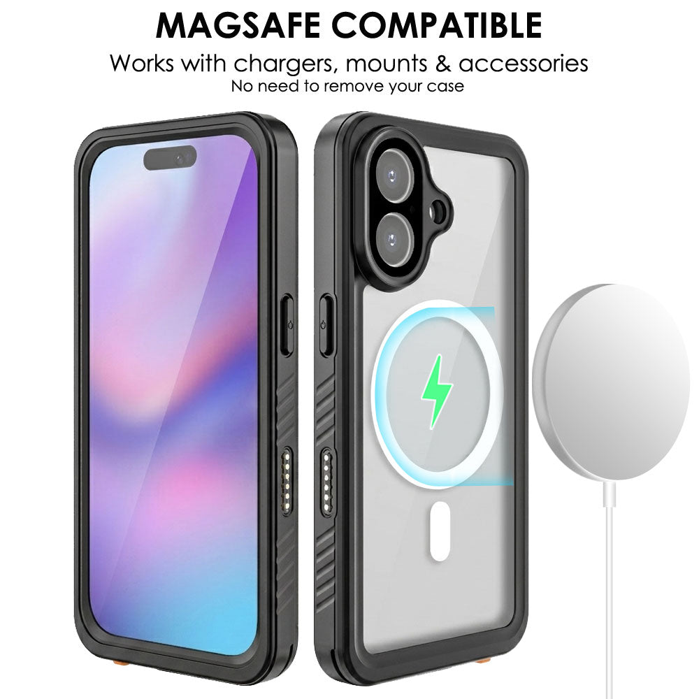 TECHGEAR Waterproof MagSafe Charging Case for iPhone 16 6.3" – IP68 Shockproof 360° Full Body Sealed Cover with Built-In Screen Protector