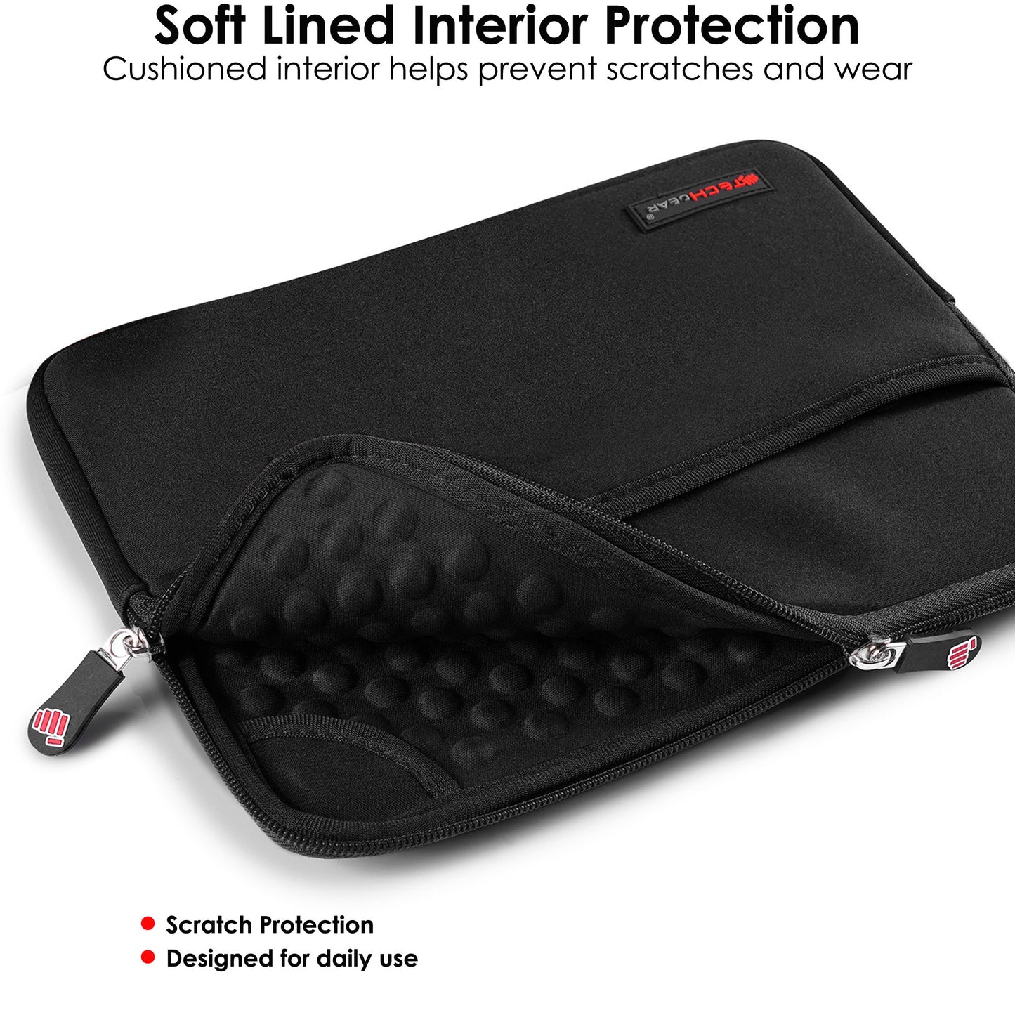 TECHGEAR Tablet Sleeve Case 7–13 Inch - Shockproof Neoprene Pouch with Bubble Protection, Zip Pocket, Slim Protective iPad Samsung Tablet Laptop Sleeve