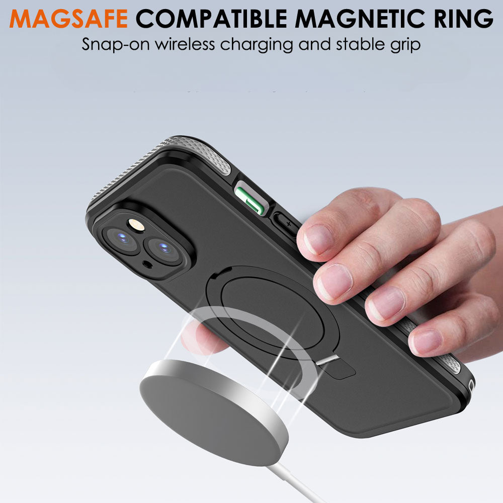 TECHGEAR Waterproof Magnetic Stand Case for iPhone 15 6.1" – IP68 Shockproof MagSafe Compatible Cover