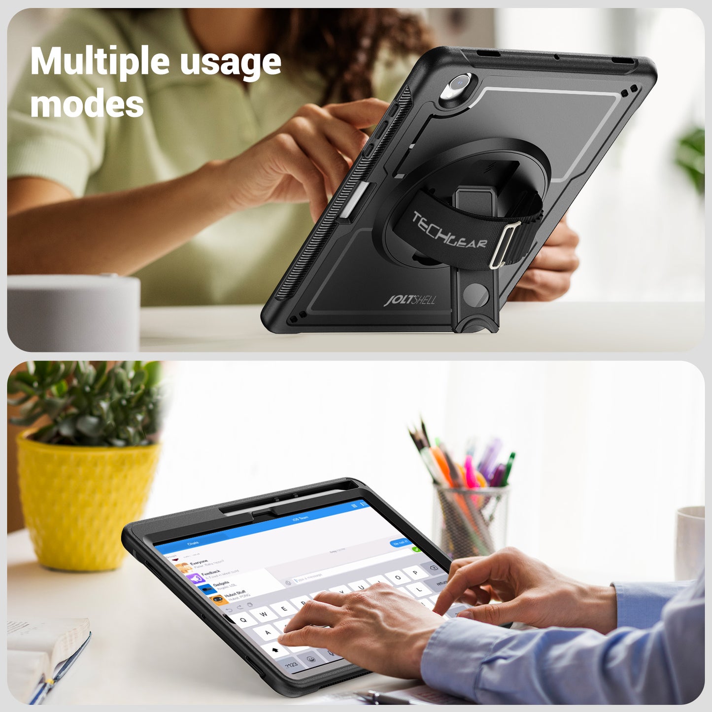 TECHGEAR JOLT Case for Samsung Galaxy Tab S11 11" (SM-X730 / SM-X736) – Slim Rugged Case with S-Pen Holder, 360° Stand, Hand Strap & Shoulder Strap