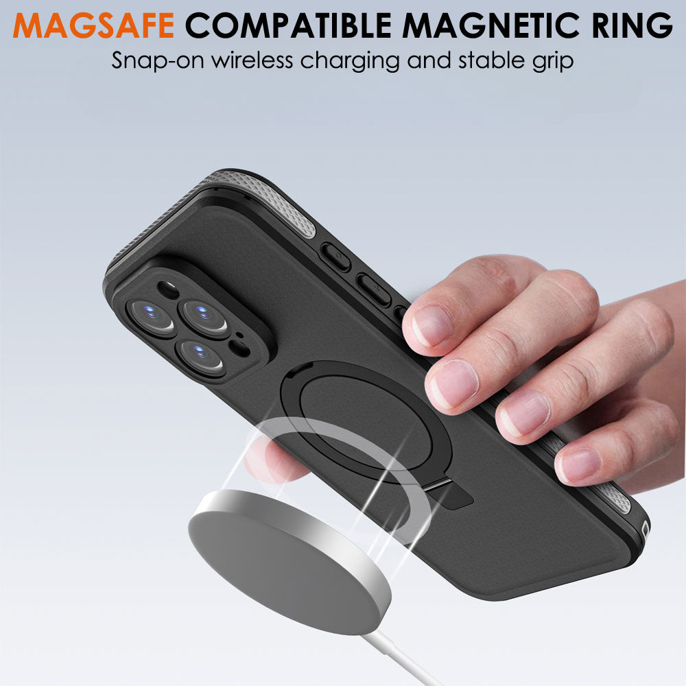 TECHGEAR Waterproof Magnetic Stand Case for iPhone 16 Pro Max 6.9" – IP68 Shockproof MagSafe Compatible Cover