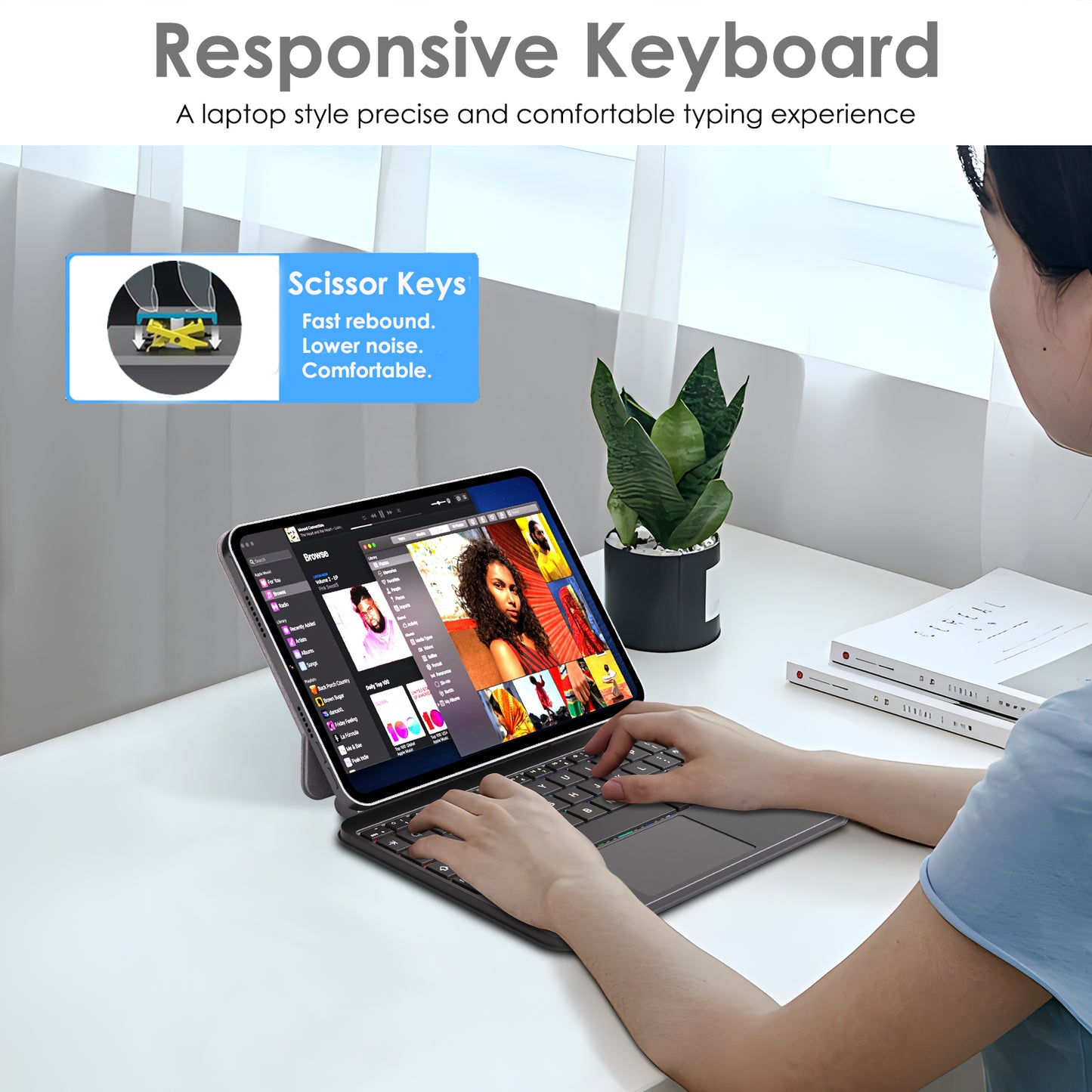 TECHGEAR Magic Keyboard Case for iPad Mini 7 (A17 Pro) & Mini 6 – Magnetic Floating Stand, Trackpad, 7-Colour Backlit UK QWERTY, Slim Portable Folio