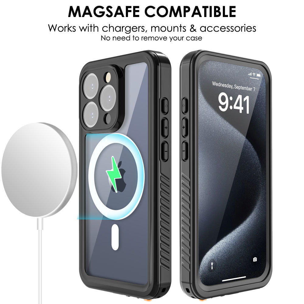 TECHGEAR Waterproof MagSafe Charging Case for iPhone 15 Pro Max 6.7" – IP68 Shockproof 360° Full Body Sealed Cover with Built-In Screen Protector