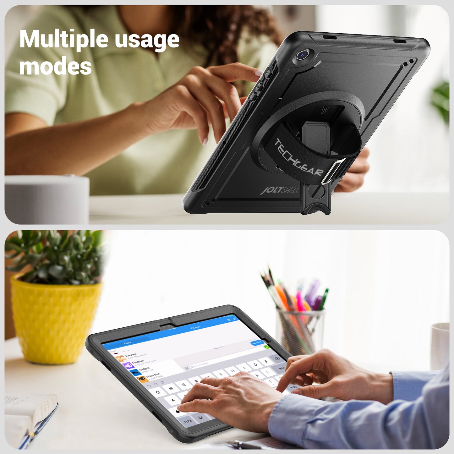 TECHGEAR JOLT Case for Samsung Galaxy Tab A11+ (A11 Plus) 11" (SM-X230 / SM-X236) – Slim Rugged Case with 360° Stand, Hand Strap & Shoulder Strap