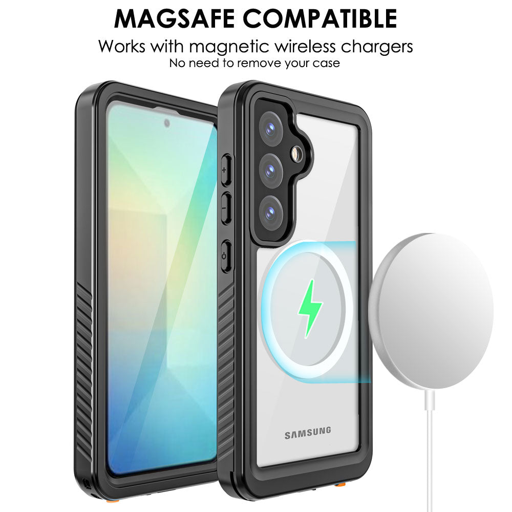 TECHGEAR Waterproof Magnetic Case for Samsung Galaxy S25 – IP68 Shockproof 360° Full Body Sealed Cover with Built-In Screen Protector