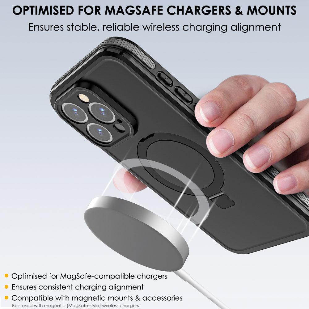 TECHGEAR Waterproof Magnetic Stand Case for iPhone 15 Pro Max 6.7" – IP68 Shockproof MagSafe Compatible Cover