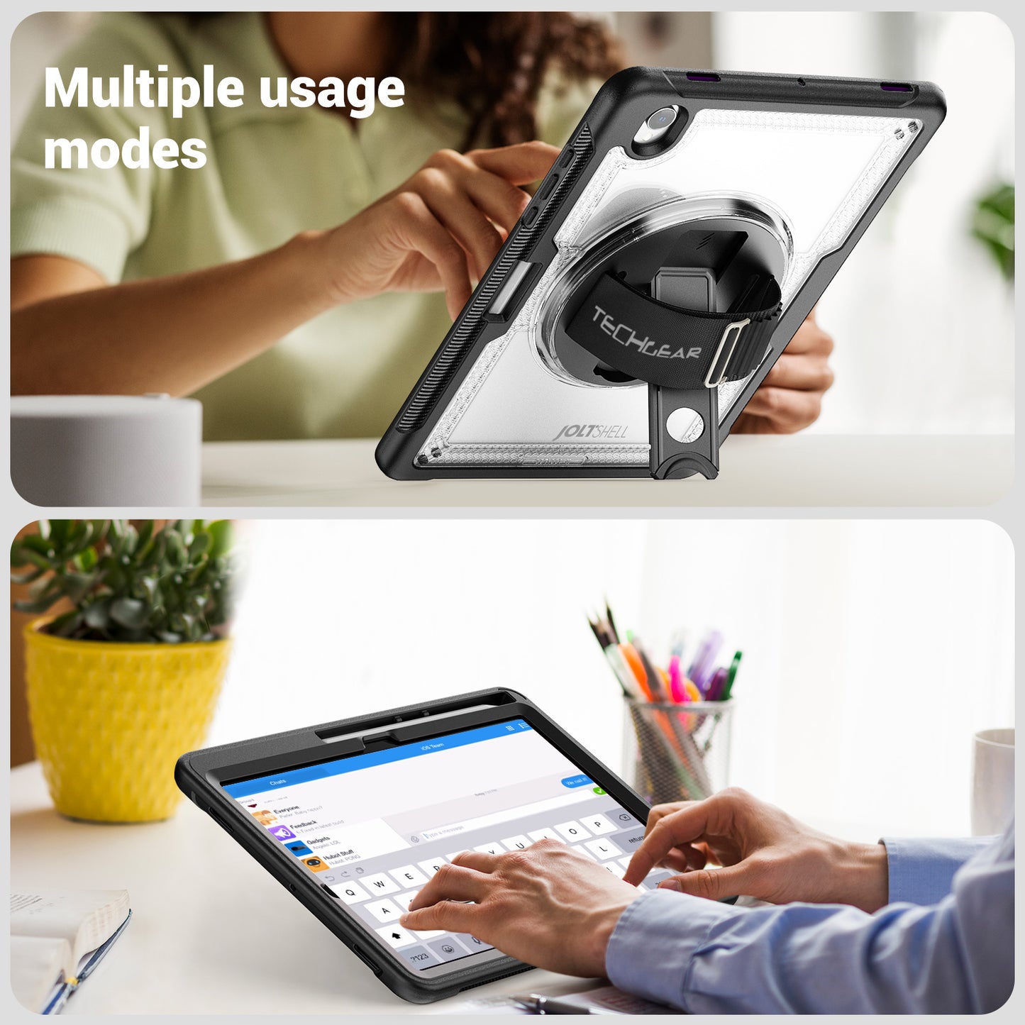 TECHGEAR JOLT Case for Samsung Galaxy Tab S11 11" (SM-X730 / SM-X736) – Slim Rugged Case with S-Pen Holder, 360° Stand, Hand Strap & Shoulder Strap