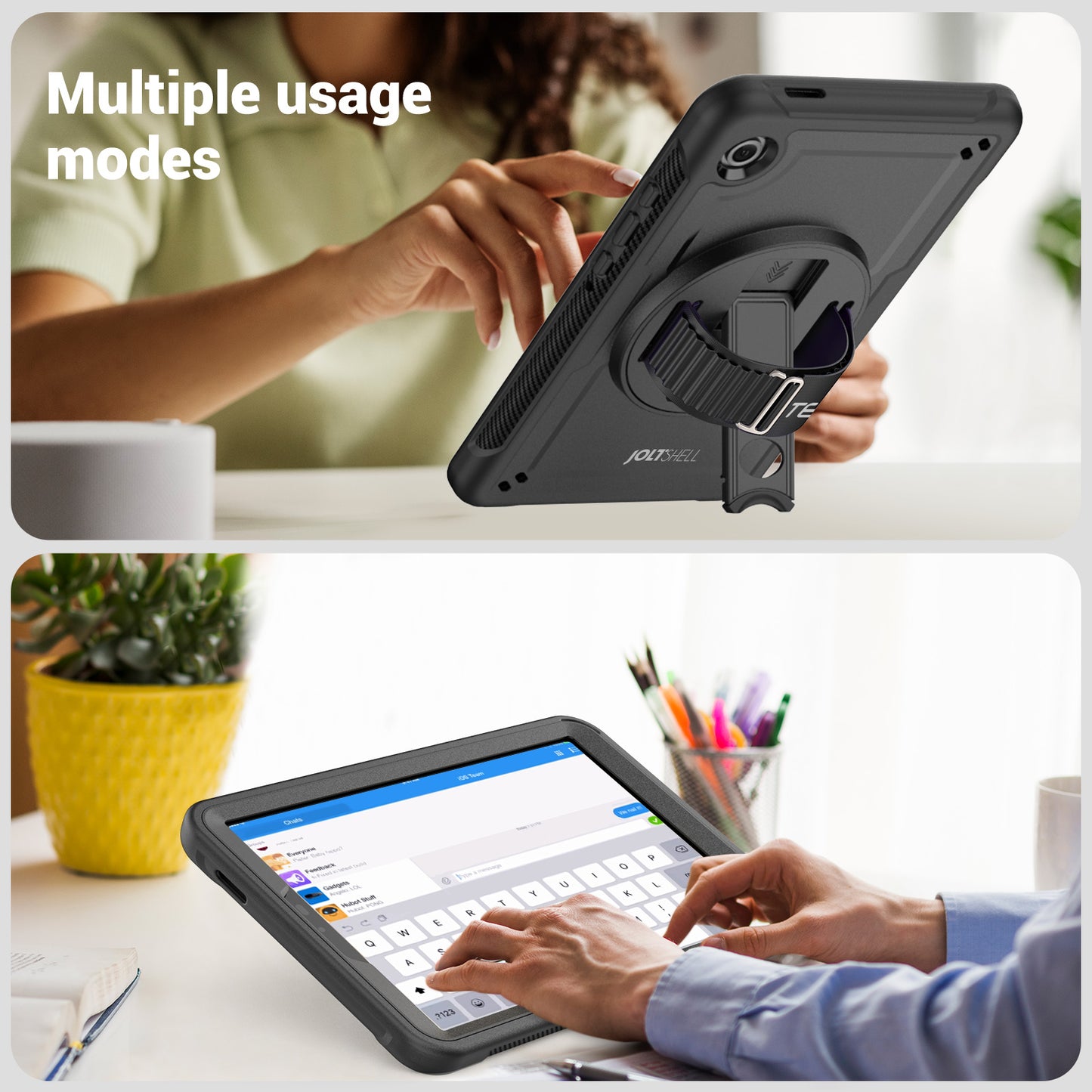 TECHGEAR JOLT Case for Samsung Galaxy Tab A11 8.7" (SM-X130 / SM-X135) – Slim Rugged Case with 360° Stand, Hand Strap & Shoulder Strap