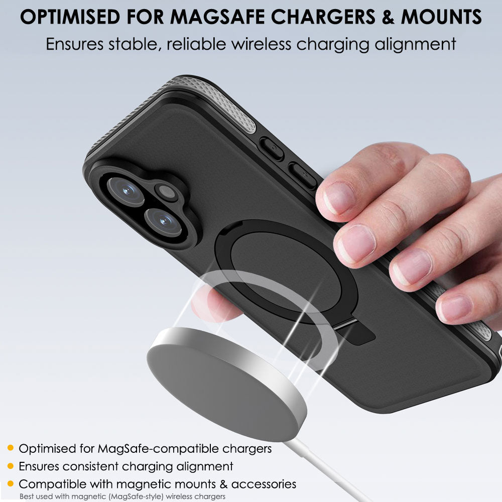 TECHGEAR Waterproof Magnetic Stand Case for iPhone 17 6.3" – IP68 Shockproof MagSafe Compatible Cover
