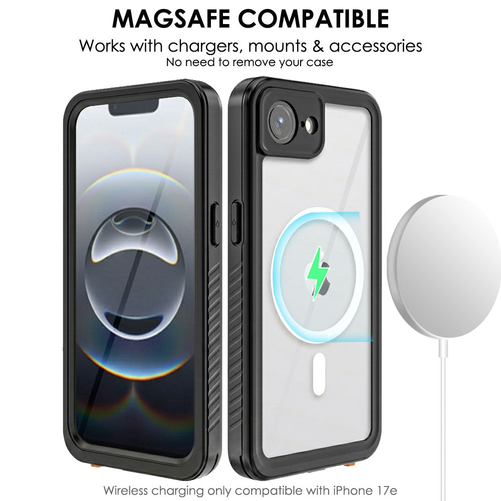 TECHGEAR Waterproof Magnetic Case for iPhone 17e & iPhone 16e 6.1" – IP68 Shockproof 360° Full Body Sealed Cover with Built-In Screen Protector