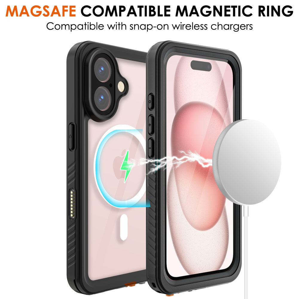 TECHGEAR Waterproof MagSafe Charging Case for iPhone 16 6.3" – IP68 Shockproof 360° Full Body Sealed Cover with Built-In Screen Protector