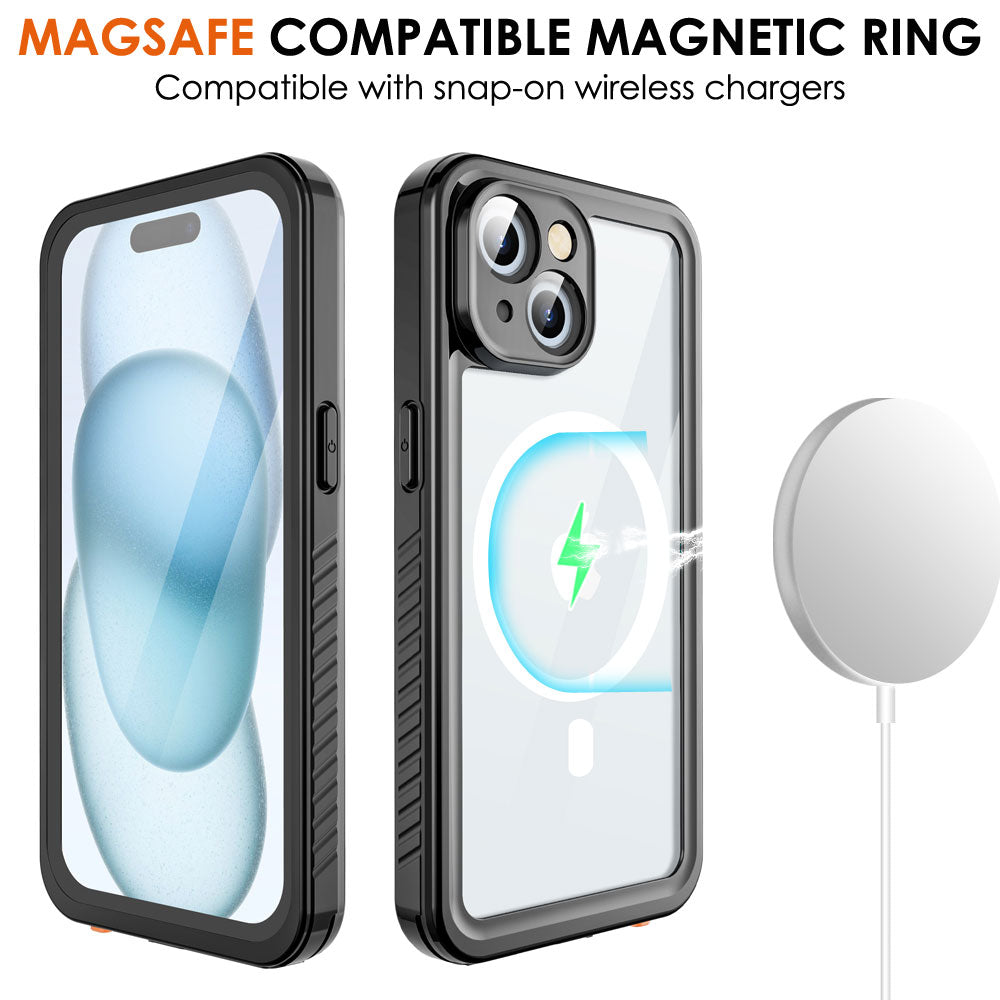 TECHGEAR Waterproof MagSafe Charging Case for iPhone 15 6.1" – IP68 Shockproof 360° Full Body Sealed Cover with Built-In Screen Protector