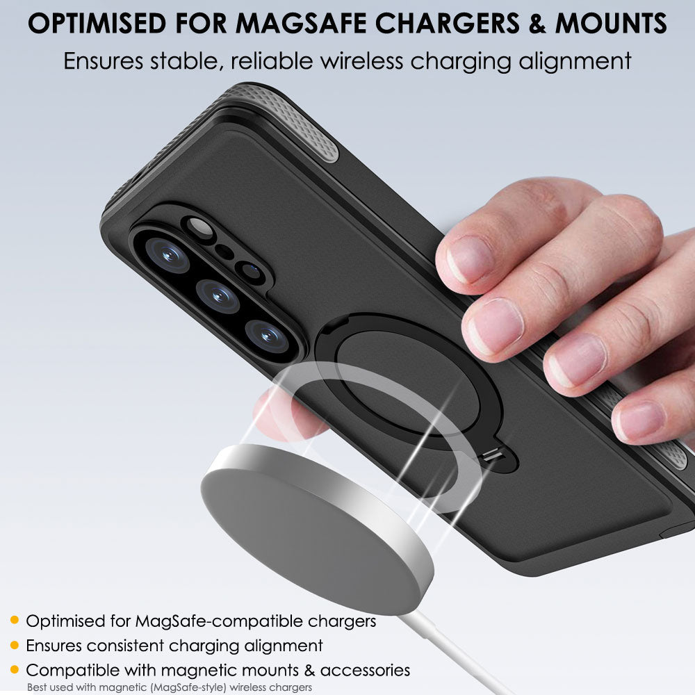 TECHGEAR Waterproof Magnetic Stand Case for Samsung Galaxy S26 Ultra – IP68 Shockproof Full Body Magnetic Charging Compatible Cover