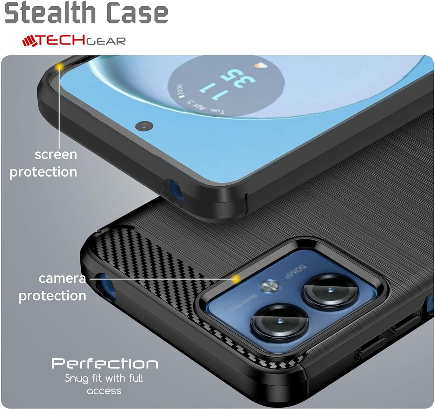 [Stealth Case] Premium Shockproof Soft Slim Cover with Carbon Fibre Effect For Motorola Moto G14
