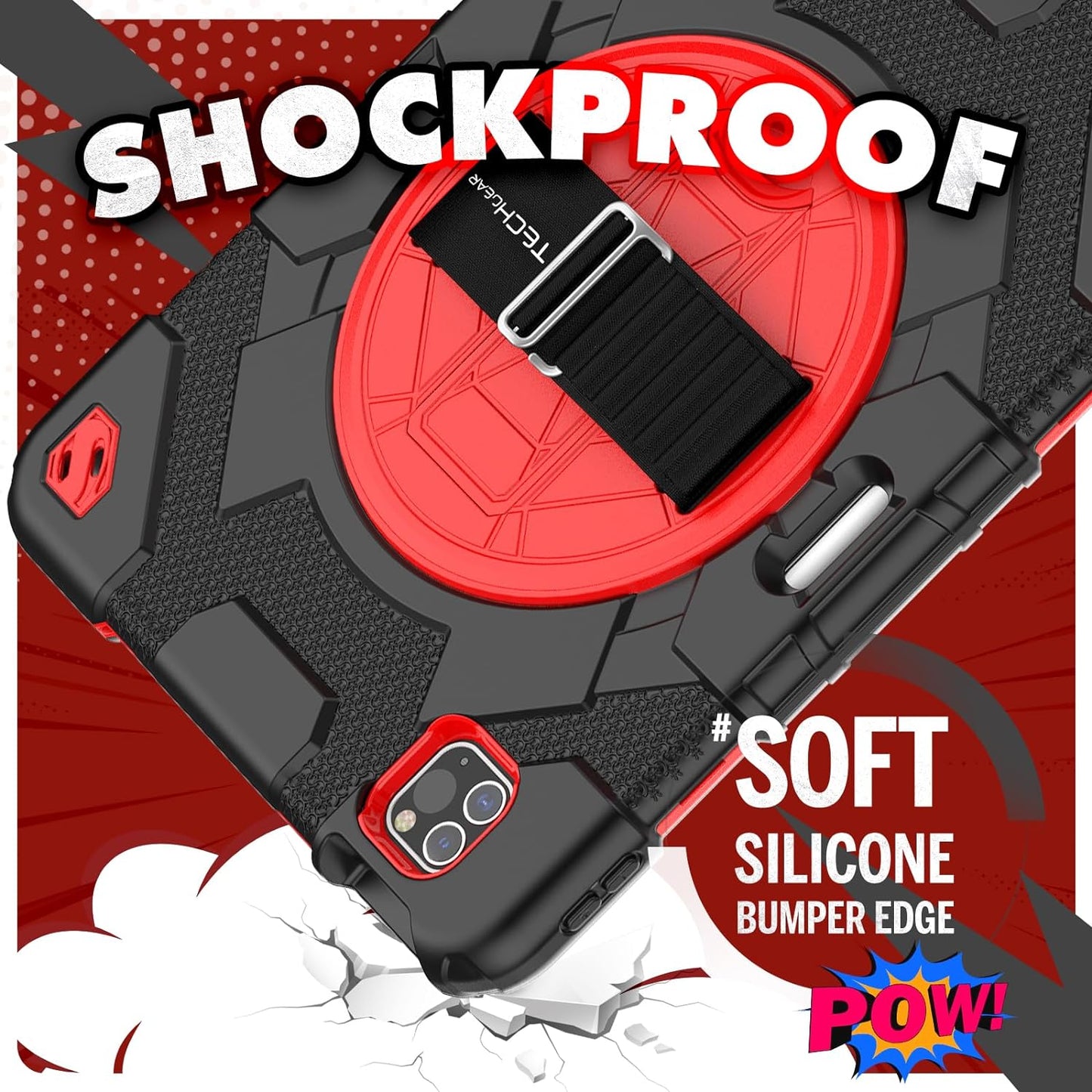 [SUPE Case] Tough Shockproof Fun Case with 360 Rotating Stand, Hand & Shoulder Strap for Apple iPad Air 10.9" 4th / 5th Gen & iPad Pro 11" 2022/2021