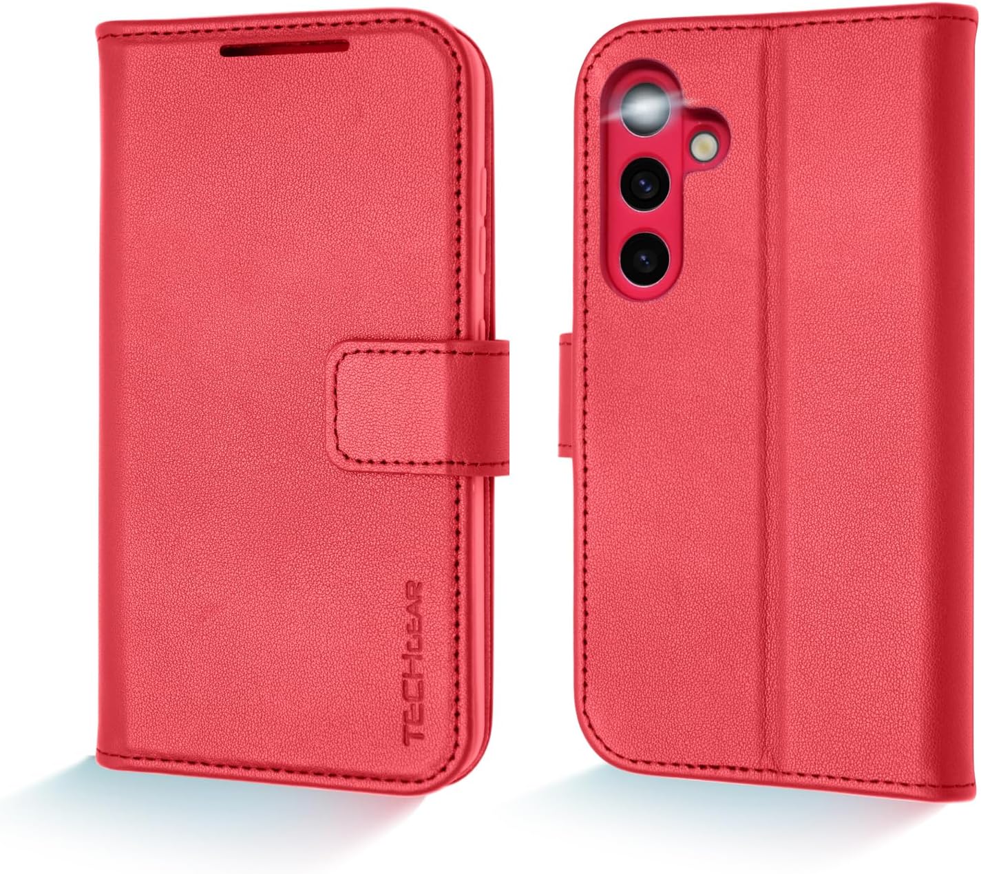 [Leather Wallet Case] Genuine Leather [RFID Blocking] Magnetic Flip Case with Card & Slots and Stand For Samsung Galaxy S24 5G
