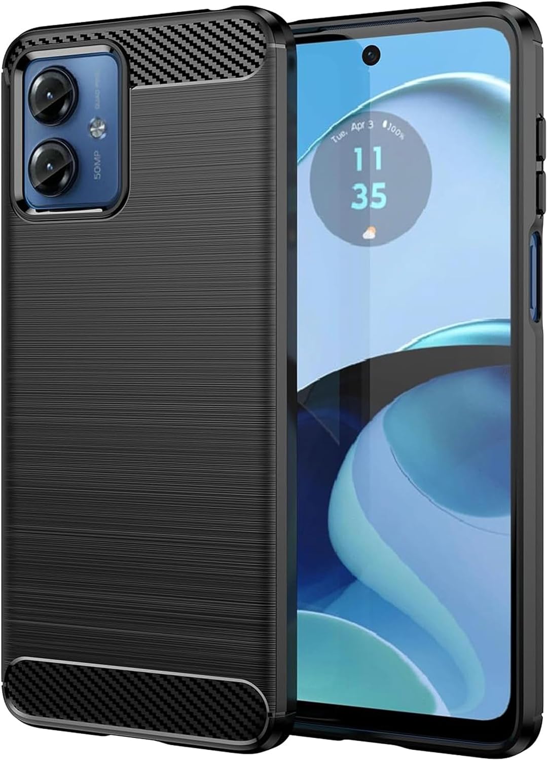 [Stealth Case] Premium Shockproof Soft Slim Cover with Carbon Fibre Effect For Motorola Moto G14